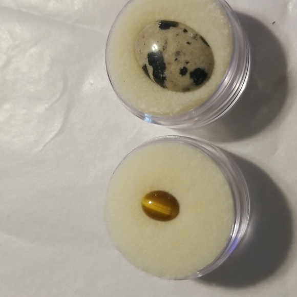 TIGER EYE & DALMATION JASPER, 7 X 5mm & 18 x 13mm Cabochons - Picture 1 of 7